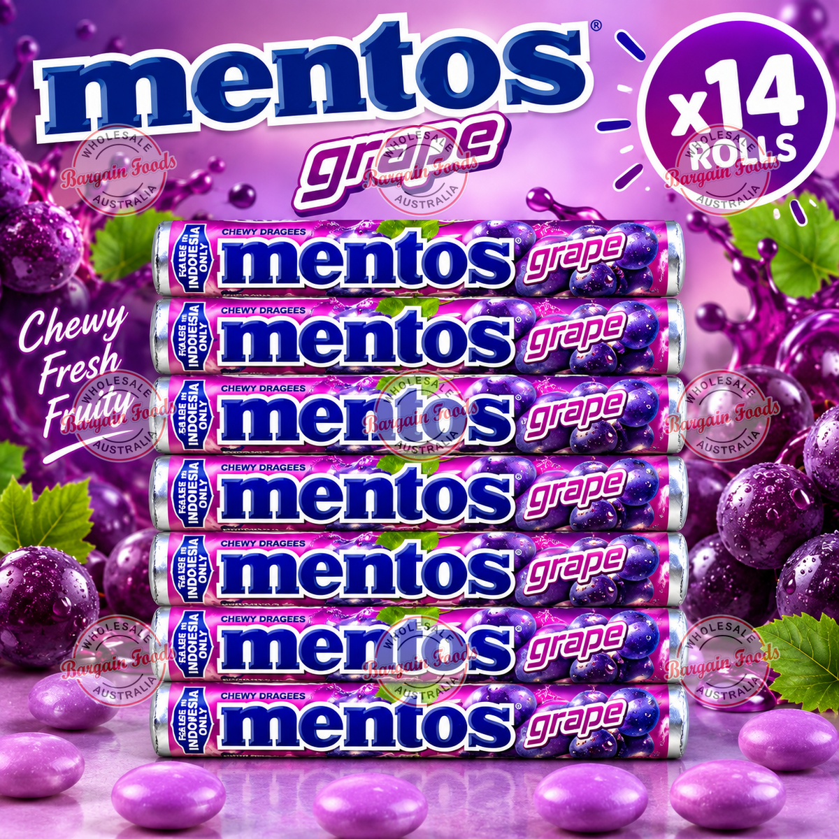 Mentos Roll Grape Flavour - 14pack