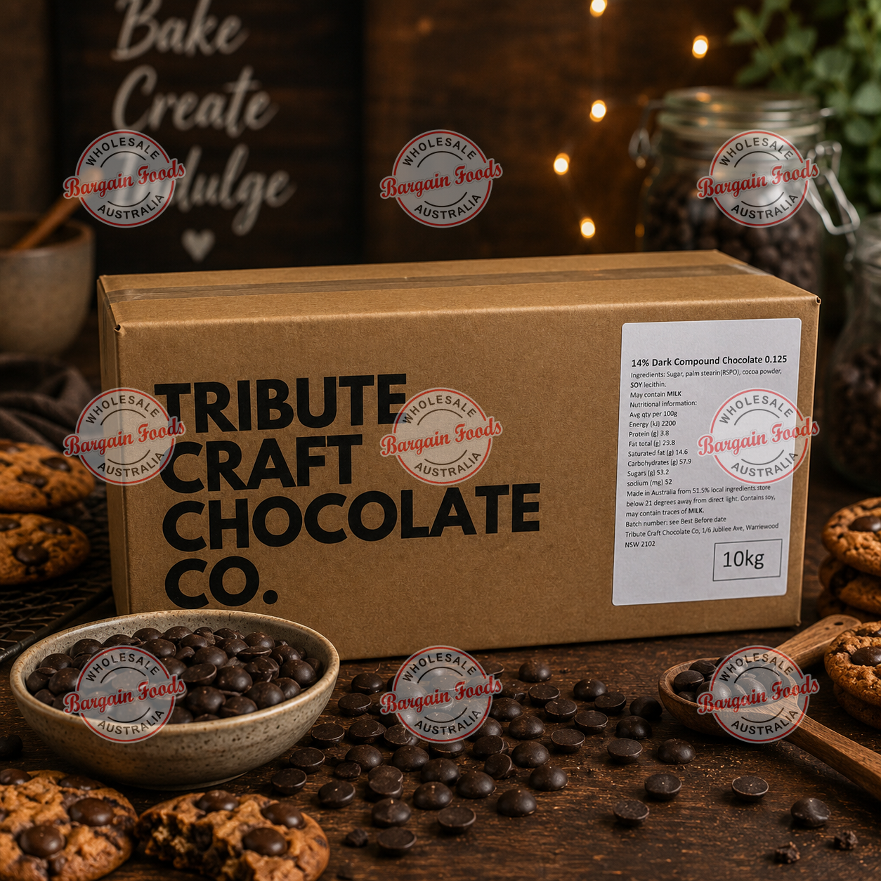 Tribute 14% Compound Dark Chocolate 0.125g Callets - 10kg