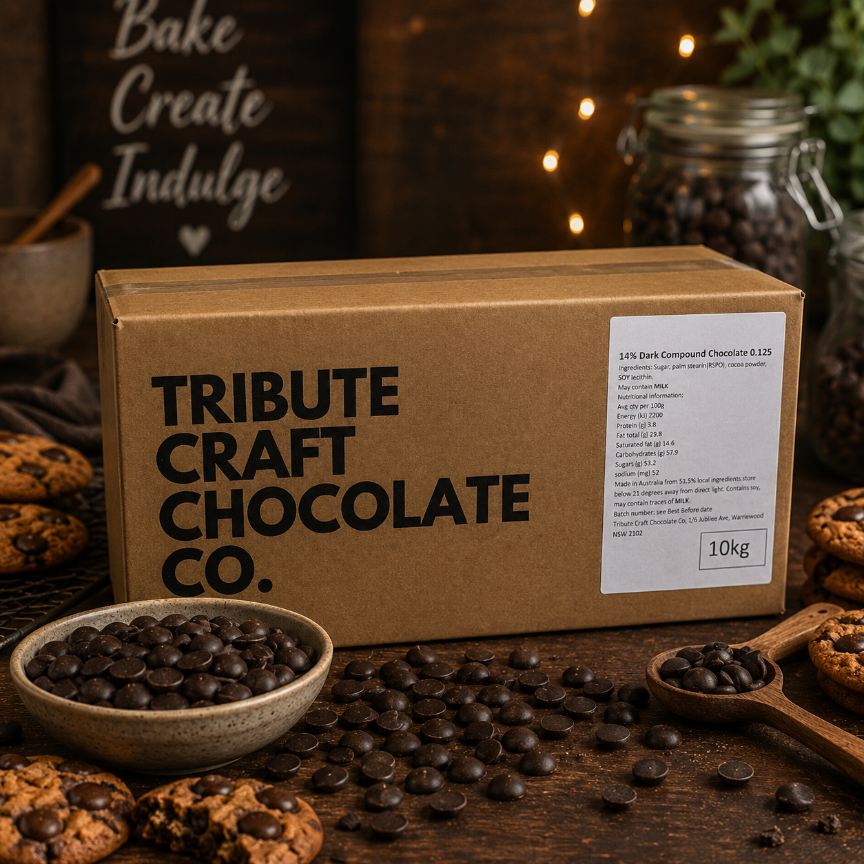 Tribute 14% Compound Dark Chocolate 0.125 Baking Callets - 10kg