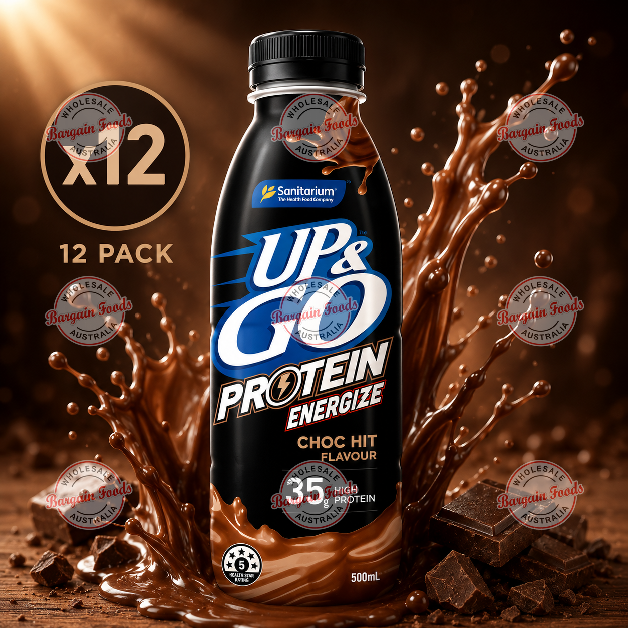 Up & Go Protein Energise Chocolate - 500ml x12 (BULK)