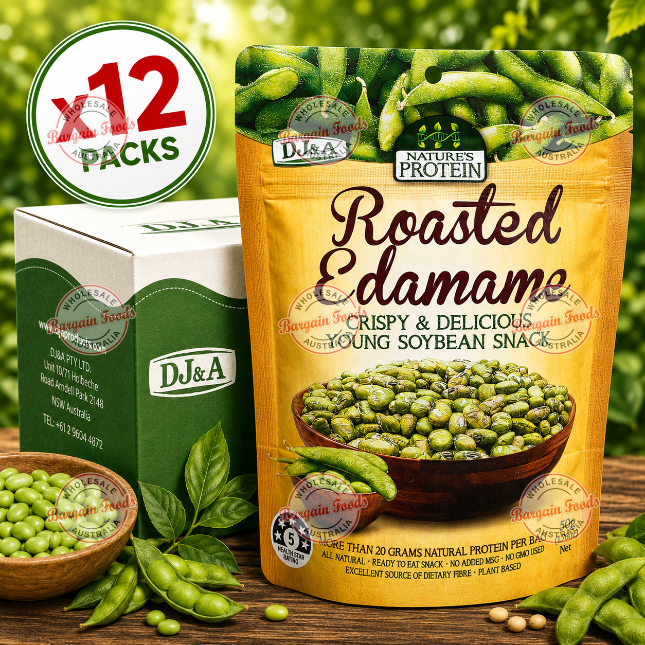 DJ&A Roasted Edamame - 50g x12 (BULK)