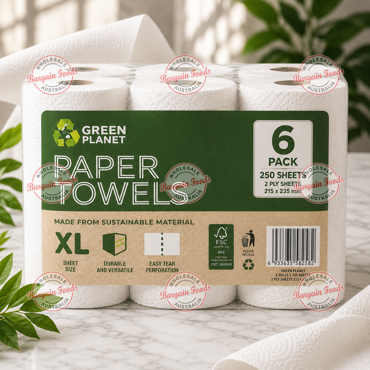 Jumbo 2PLY Paper Towels - 250 Sheets x6 (BULK)