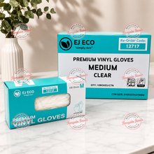 EJ ECO Premium Vinyl Clear Medium Gloves Box - 10 x100 (BULK)