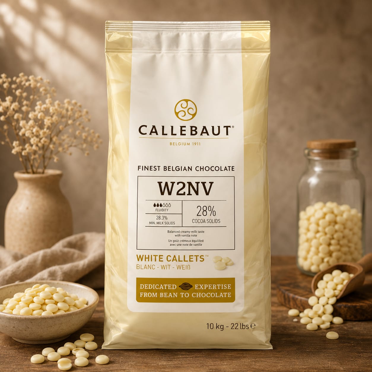 Callebaut W2NV 28% Couverture White Chocolate Melts - 10kg