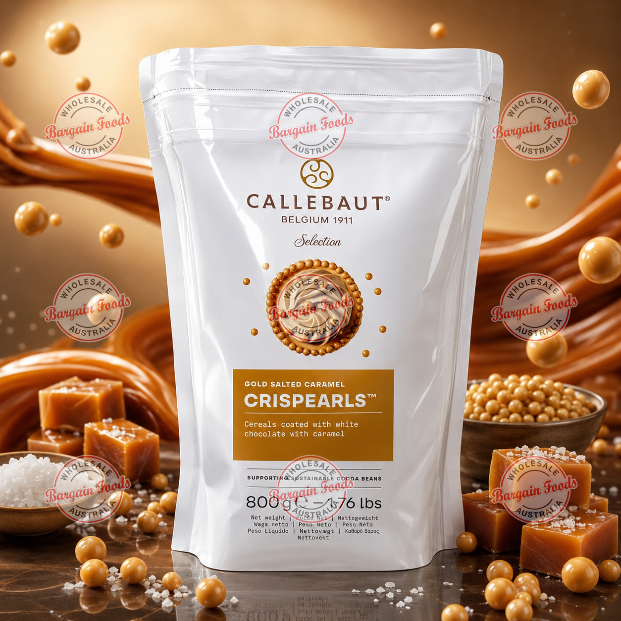 Callebaut Gold Salted Caramel Crisp Pearls - 800g