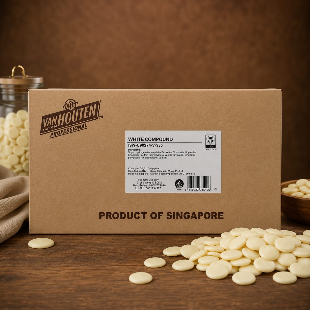 Van Houten Compound White Chocolate - 12.5kg