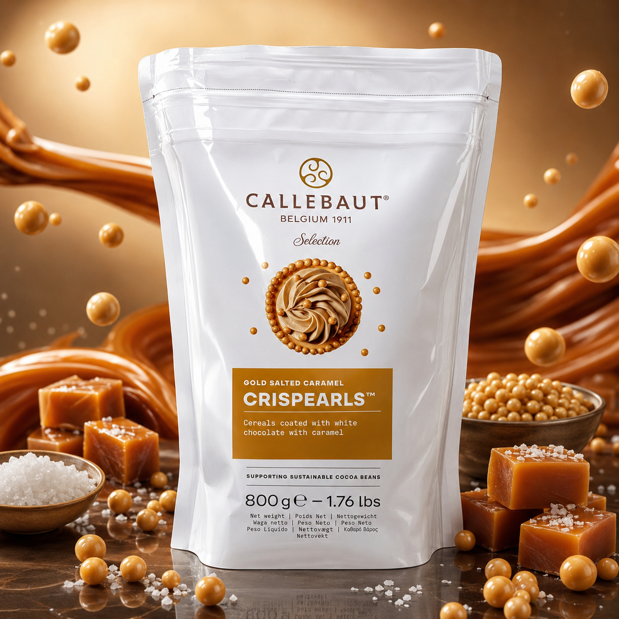 Callebaut Gold Salted Caramel Crisp Pearls - 800g