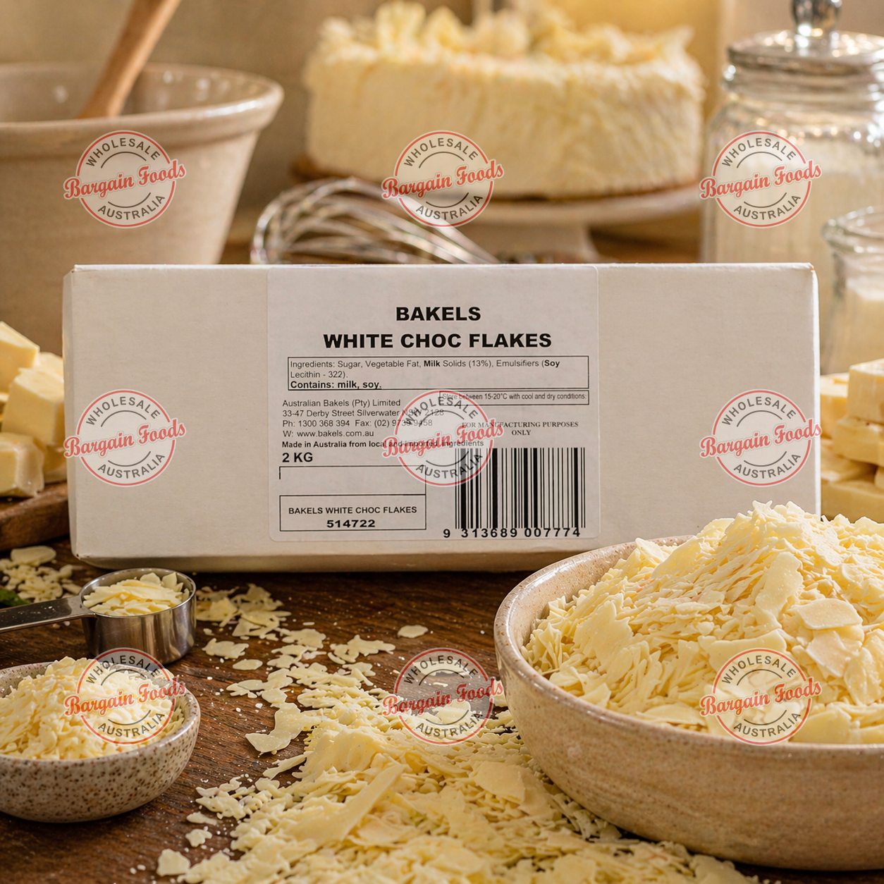 Bakels White Chocolate Flakes - 2kg
