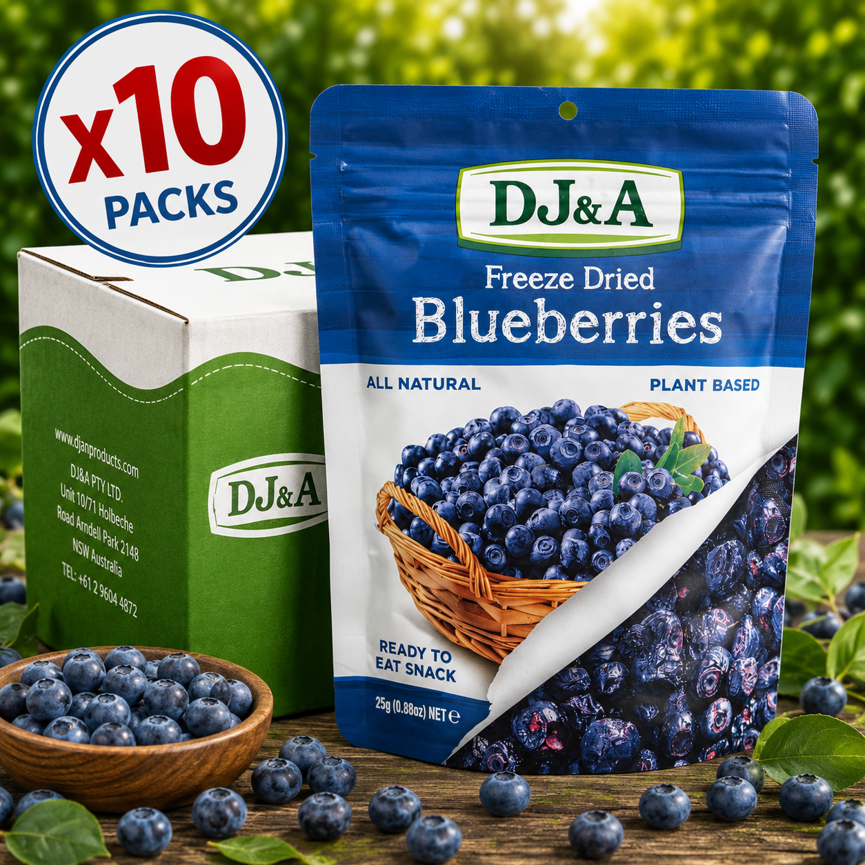 DJ&A Freeze Dried Blueberries - 25g x10 (BULK)