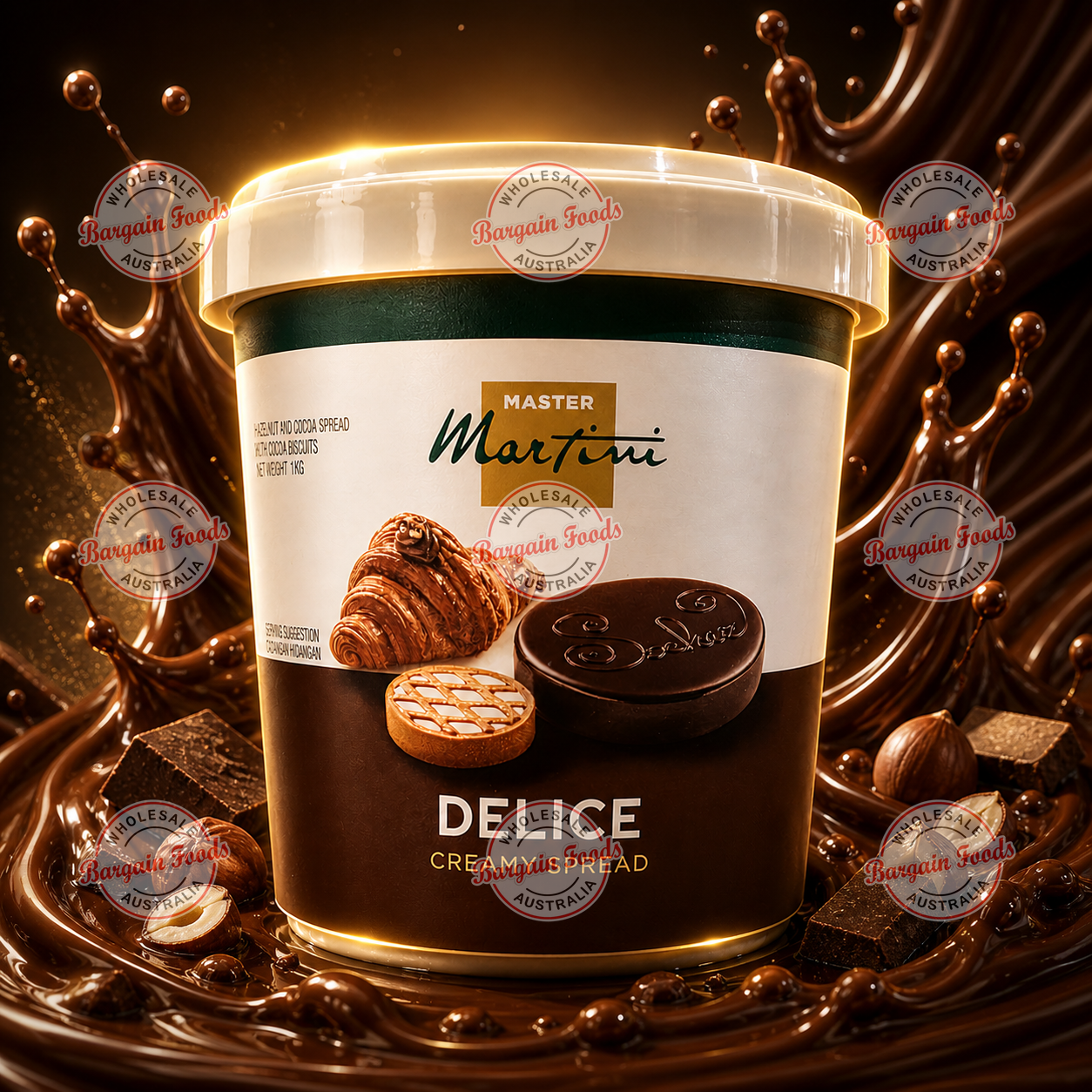 Master Martini Delice Cover Cocoa Cream Spread 20% - 1kg (Dark Chocolate Cream) BB 04/2026