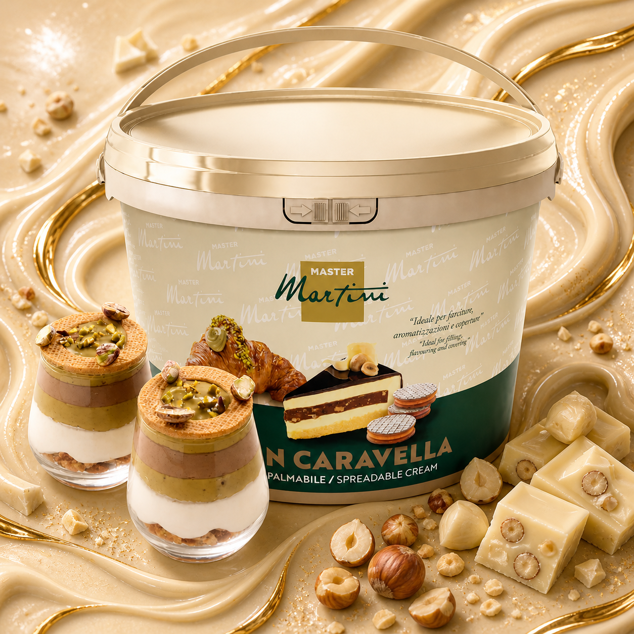 Master Martini Gran Latte Nocciola Latte Spread - 5kg (Like Bueno) BB Feb 2026 with a manufacturer approval for extension of 3 months past best before.