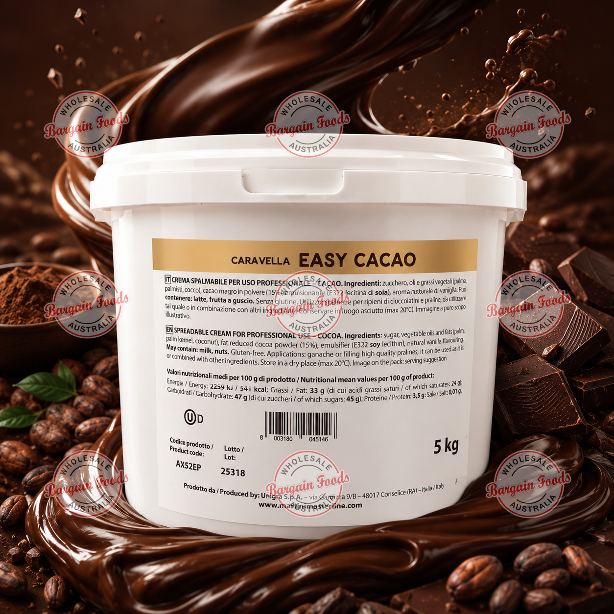 Master Martini Caravella Easy Cacao (Dark Chocolate Spread) - 5kg