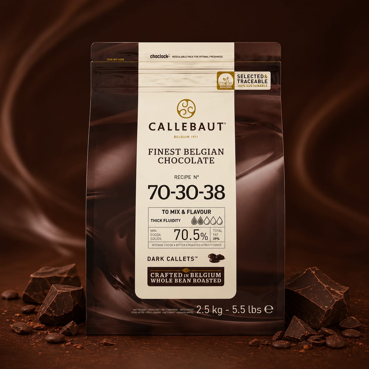 Callebaut 70-30-38 70% Couverture Dark Chocolate Melts - 2.5kg