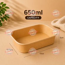 Brown Kraft Rectangular Containers 650ml - 300pcs (BULK)