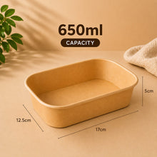 Brown Kraft Rectangular Containers 650ml - 300pcs (BULK)