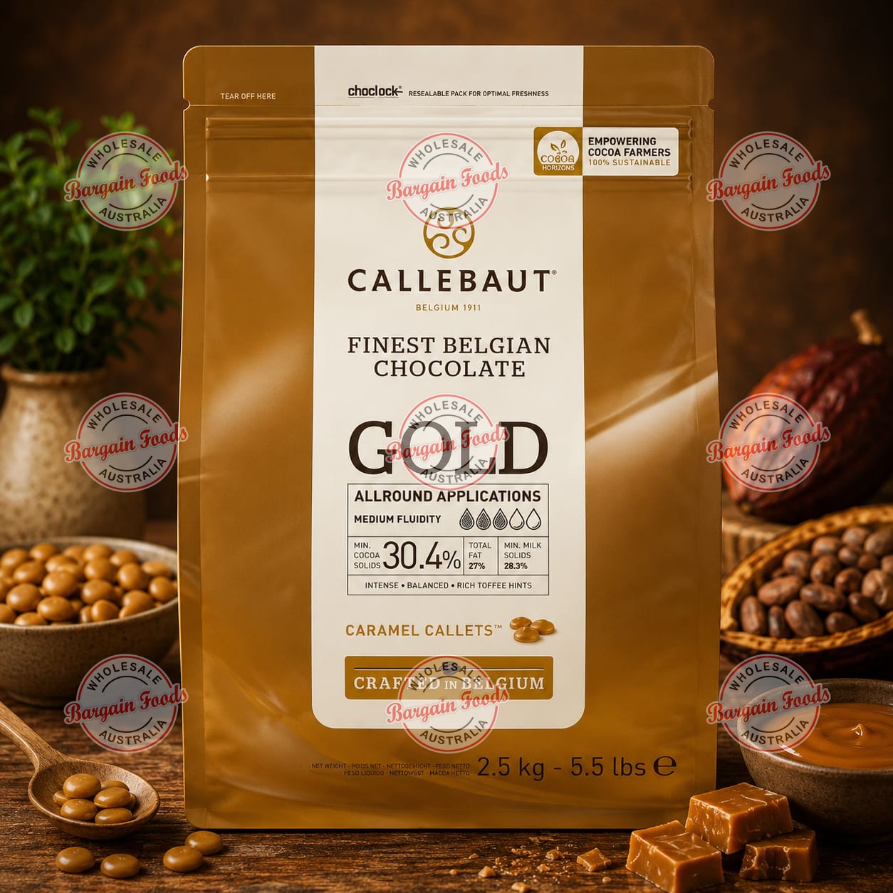 Callebaut Gold 30.4% Couverture Chocolate Melts - 2.5kg