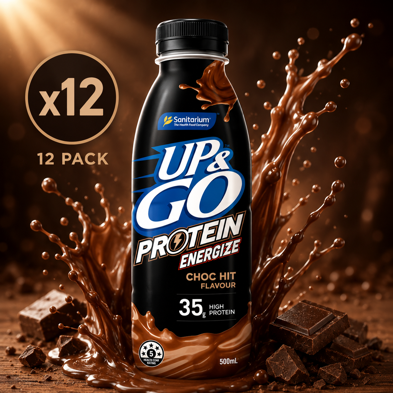 Up & Go Protein Energise Chocolate - 500ml x12 (BULK)