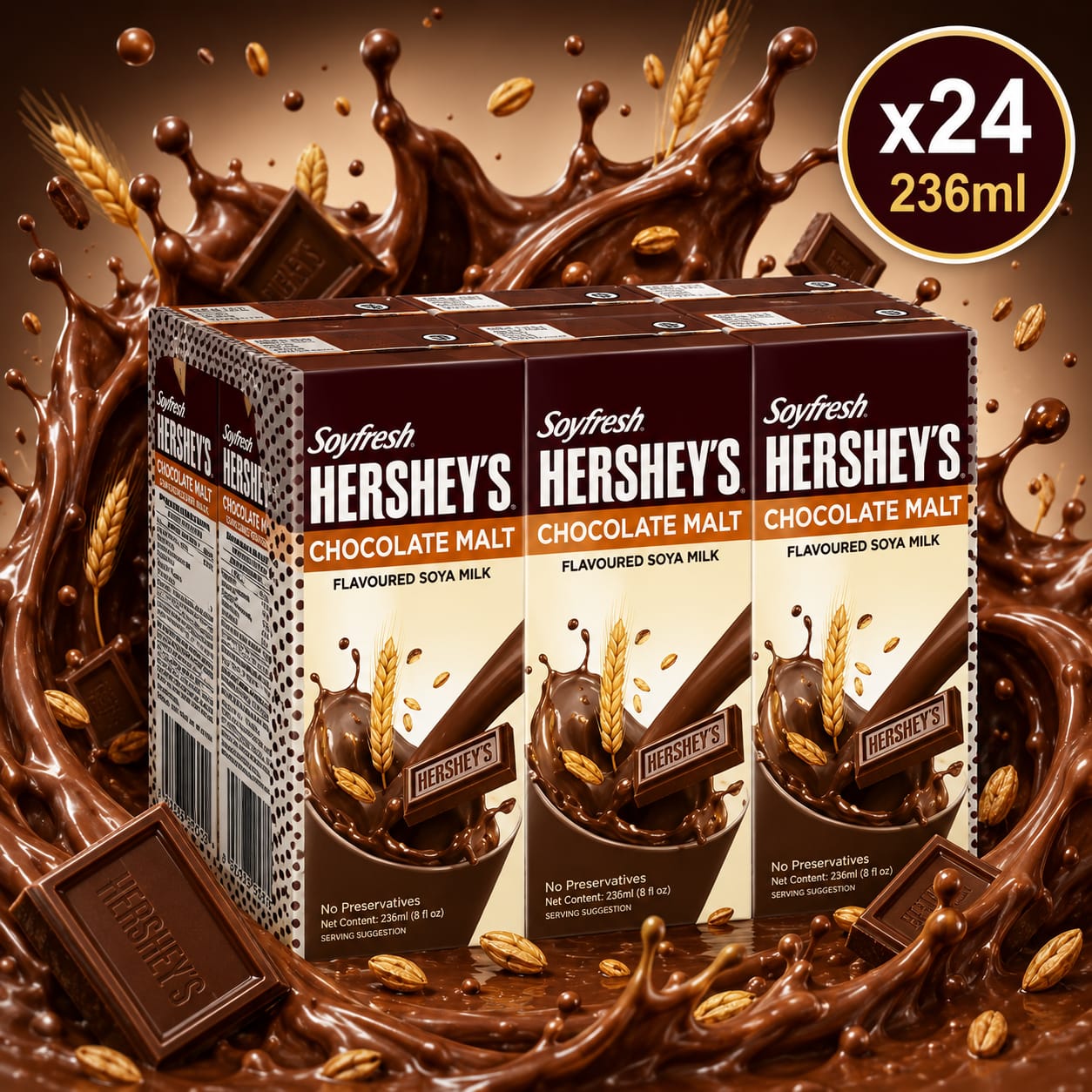 Soy Fresh Hershey's Flavoured Soya Milk - 236ml x24 (BULK)