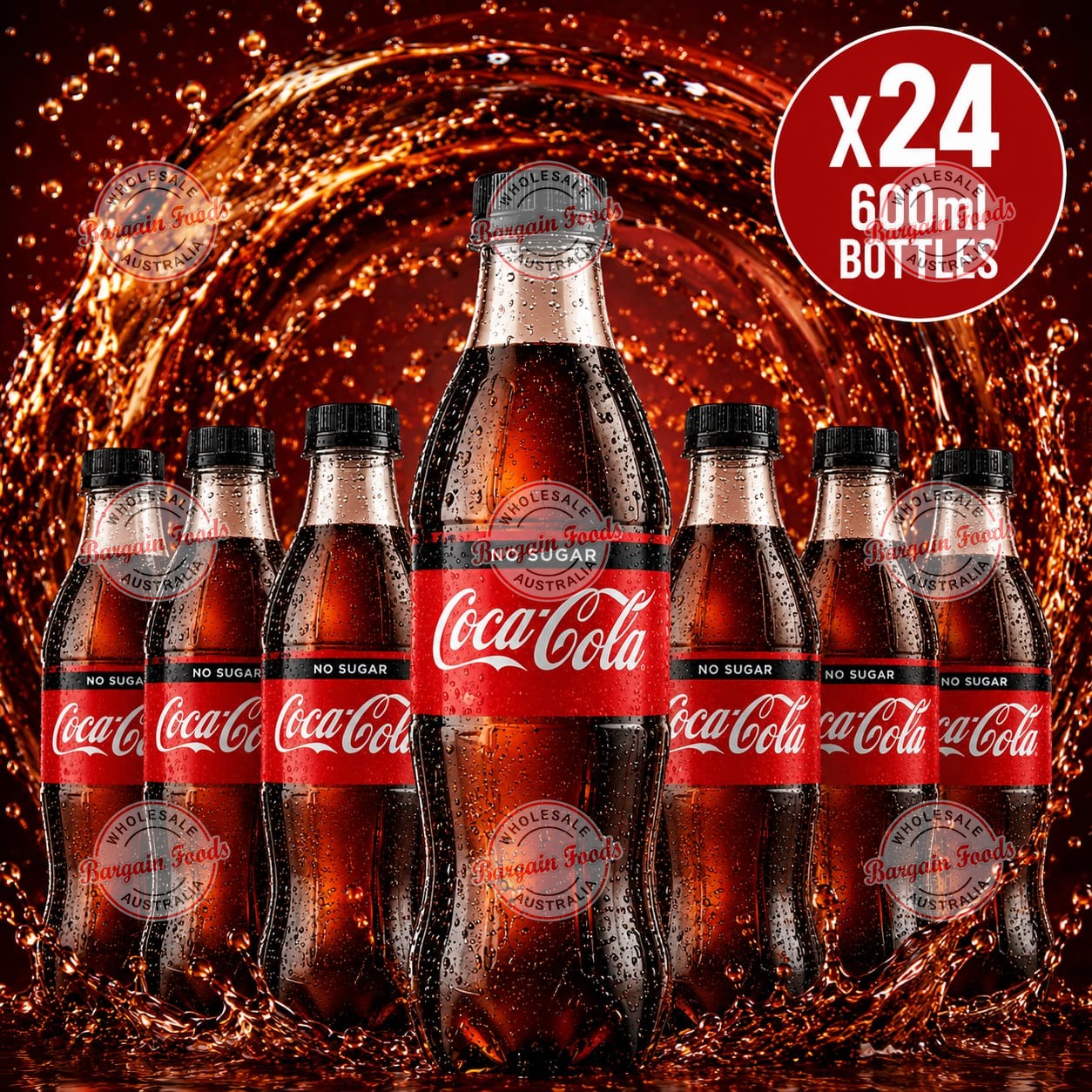 Coca Cola No Sugar Plastic Bottles - 600ml x24 (BULK)