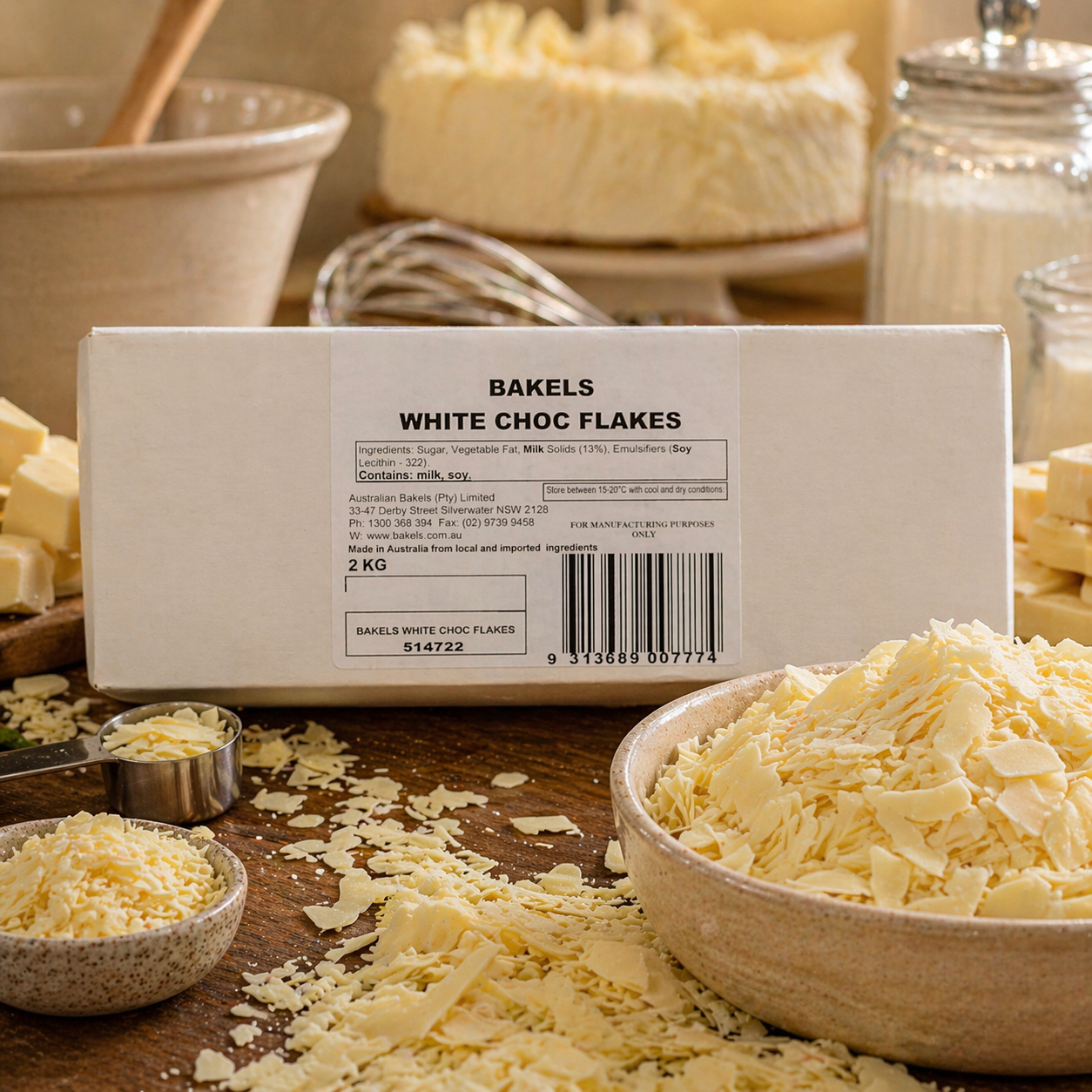 Bakels White Chocolate Flakes - 2kg