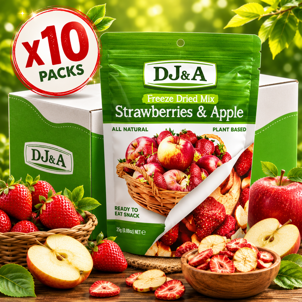 DJ&A Freeze Dried Strawberries And Apple - 25g x10 (BULK)