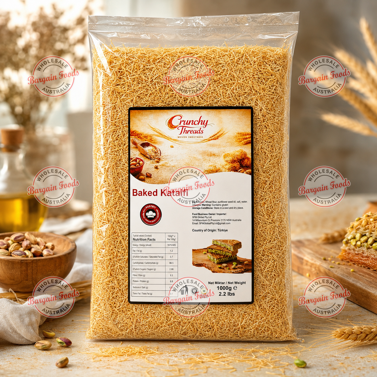 Crunchy Threads Baked & Shredded Kataifi Pastry - 1kg