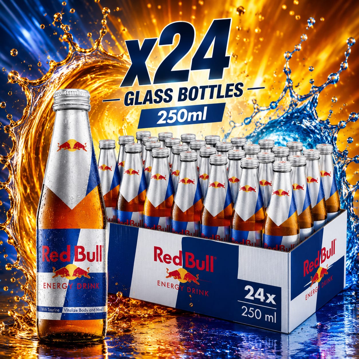 Redbull Glass Bottle Energy Drink - 250ml x24 (BULK)