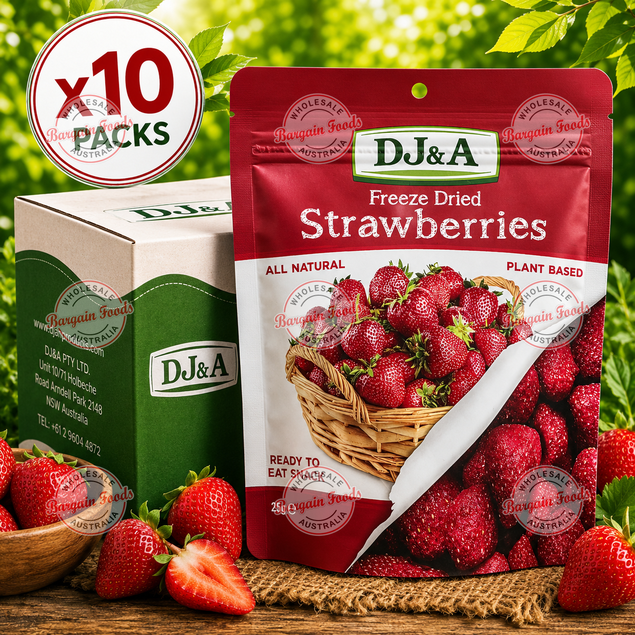 DJ&A Freeze Dried Strawberries - 25g x10 (BULK)