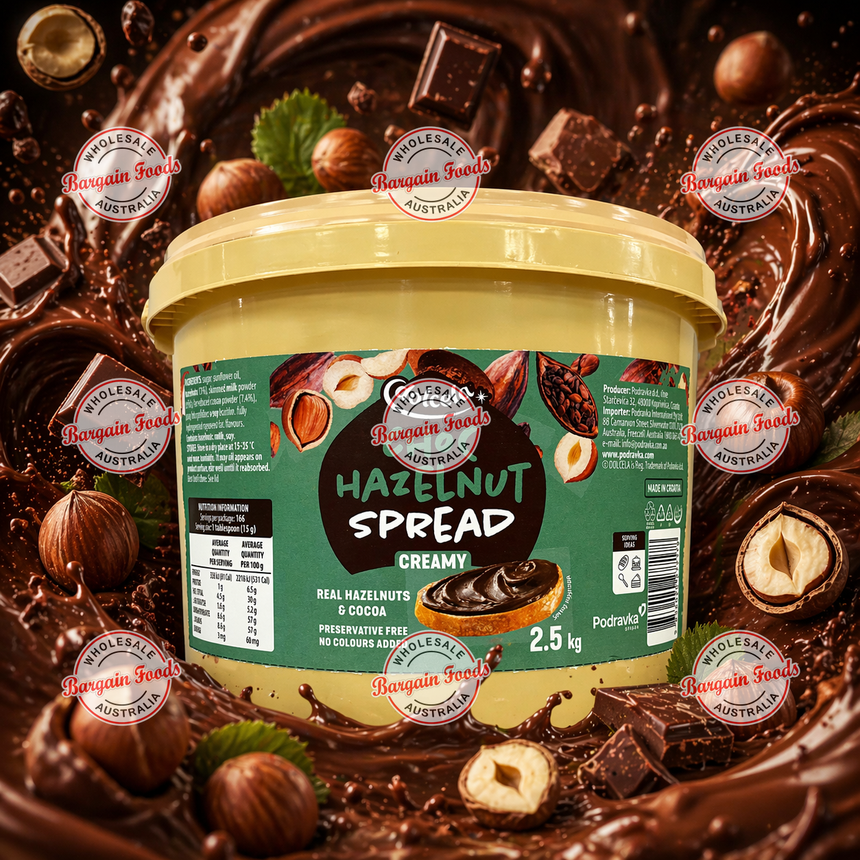 Dolcela Choc Hazelnut Spread - 2.5kg (Like Nutella) BB 08/2026