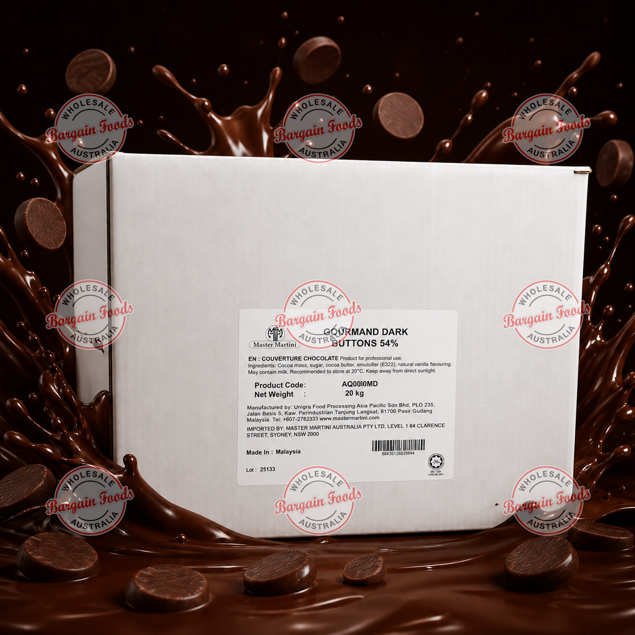 Master Martini 54% Couverture Dark Chocolate - 20kg