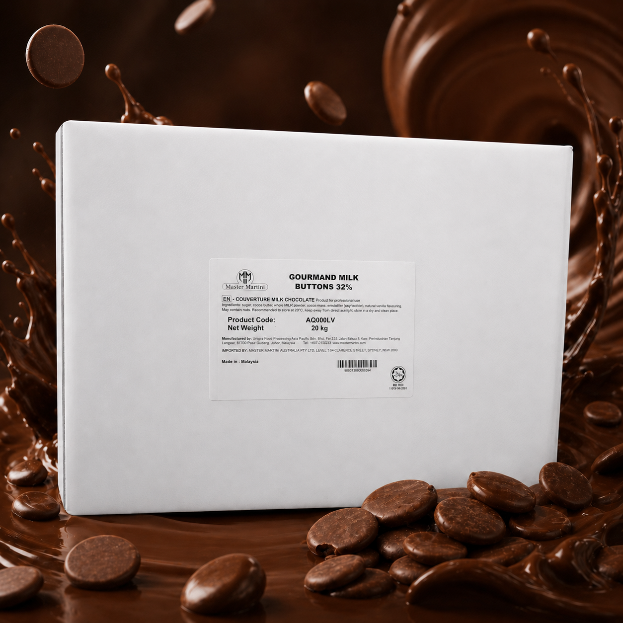 Master Martini 32% Couverture Milk Chocolate Melts - 20kg