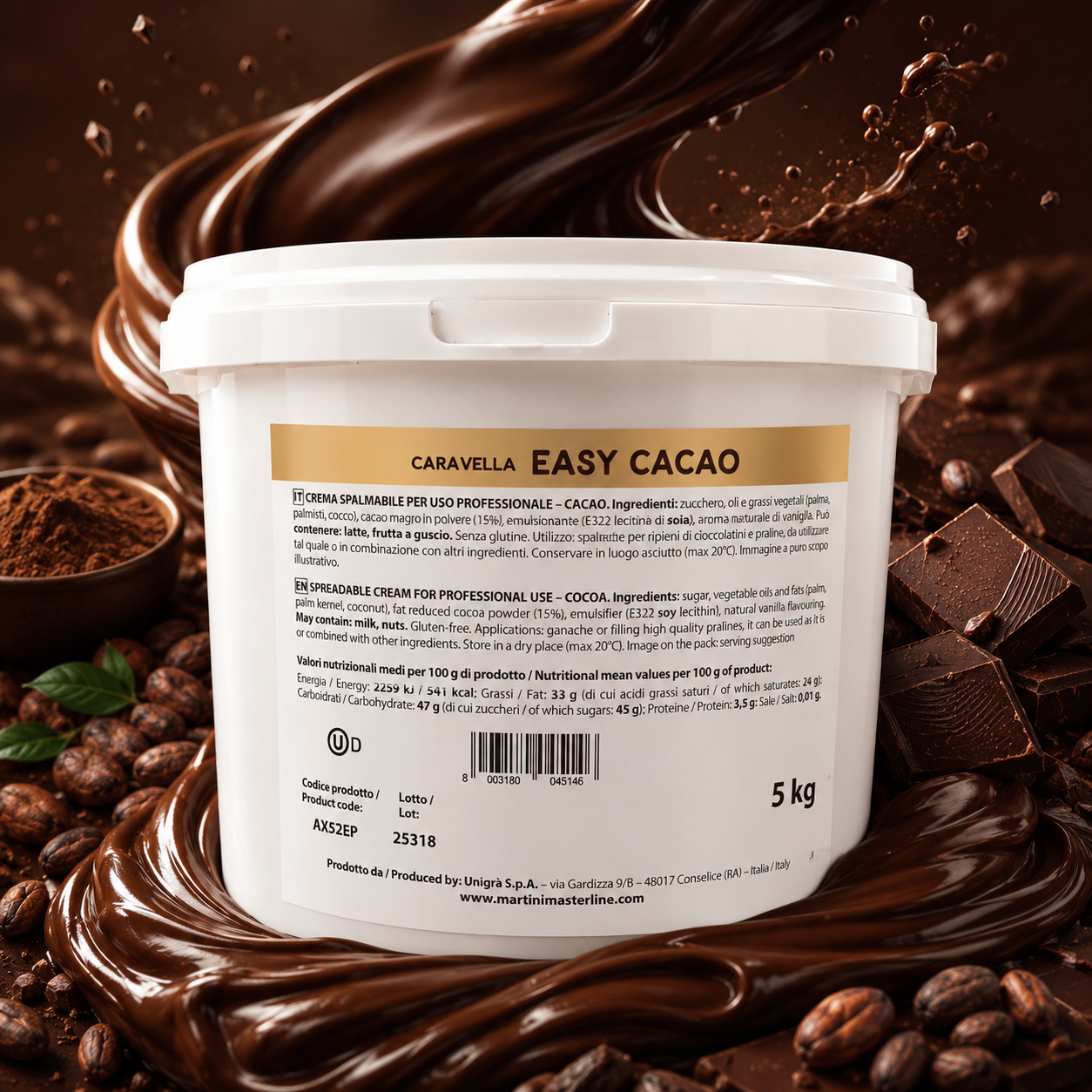 Master Martini Caravella Easy Cacao (Dark Chocolate Spread) - 5kg