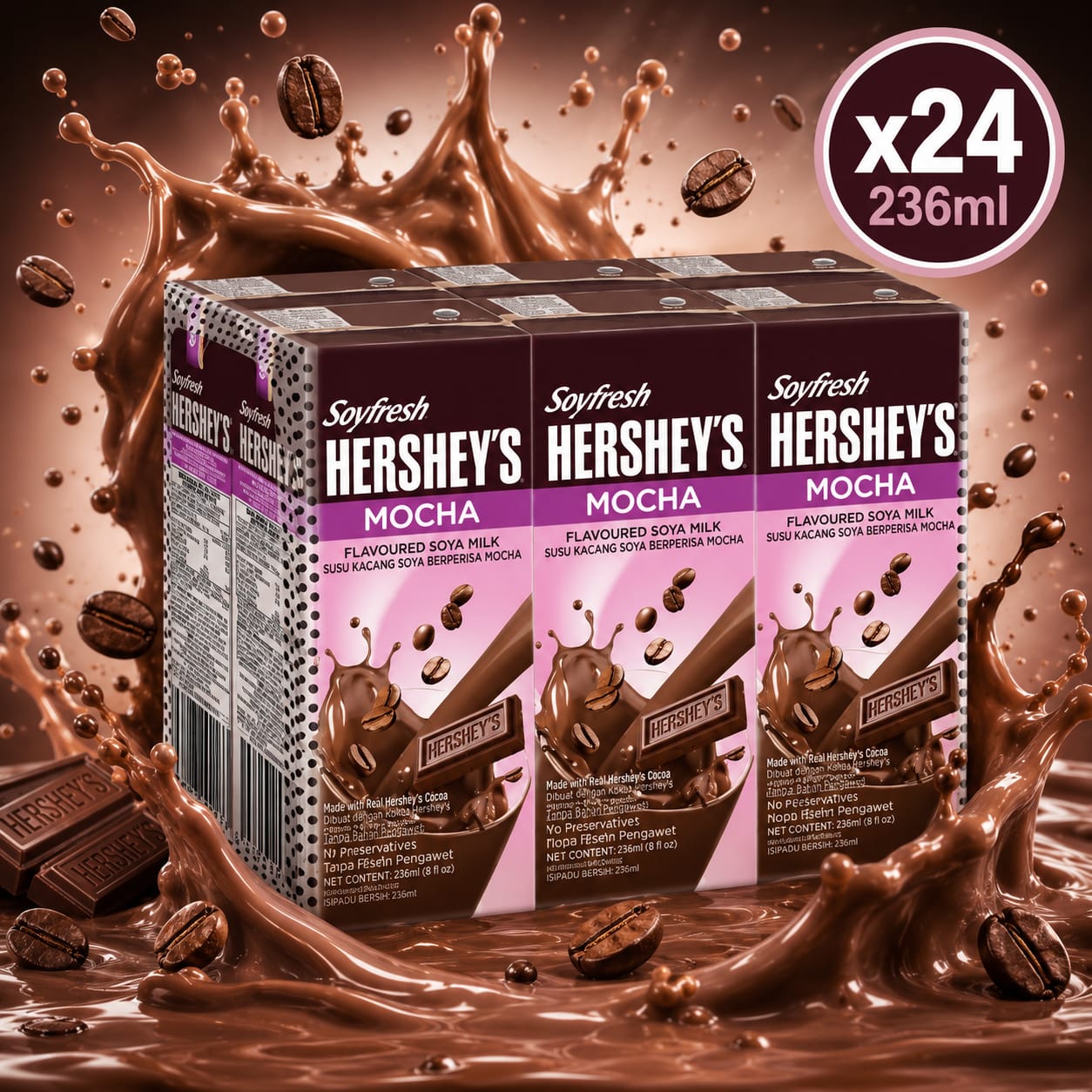 Soy Fresh Hershey's Flavoured Soya Milk - 236ml x24 (BULK)