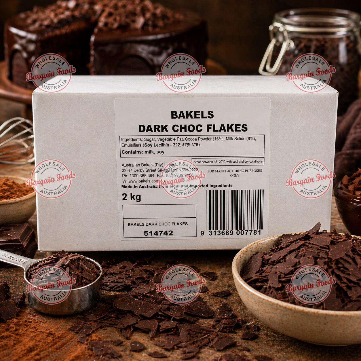Bakels Dark Chocolate Flakes - 2kg