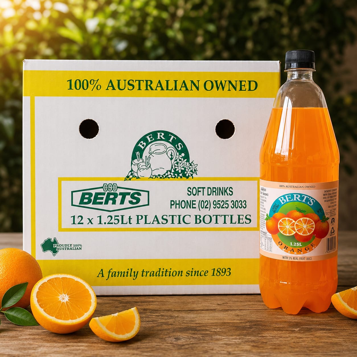 Berts Orange Soda Bottles 1.25L x12 (BULK)