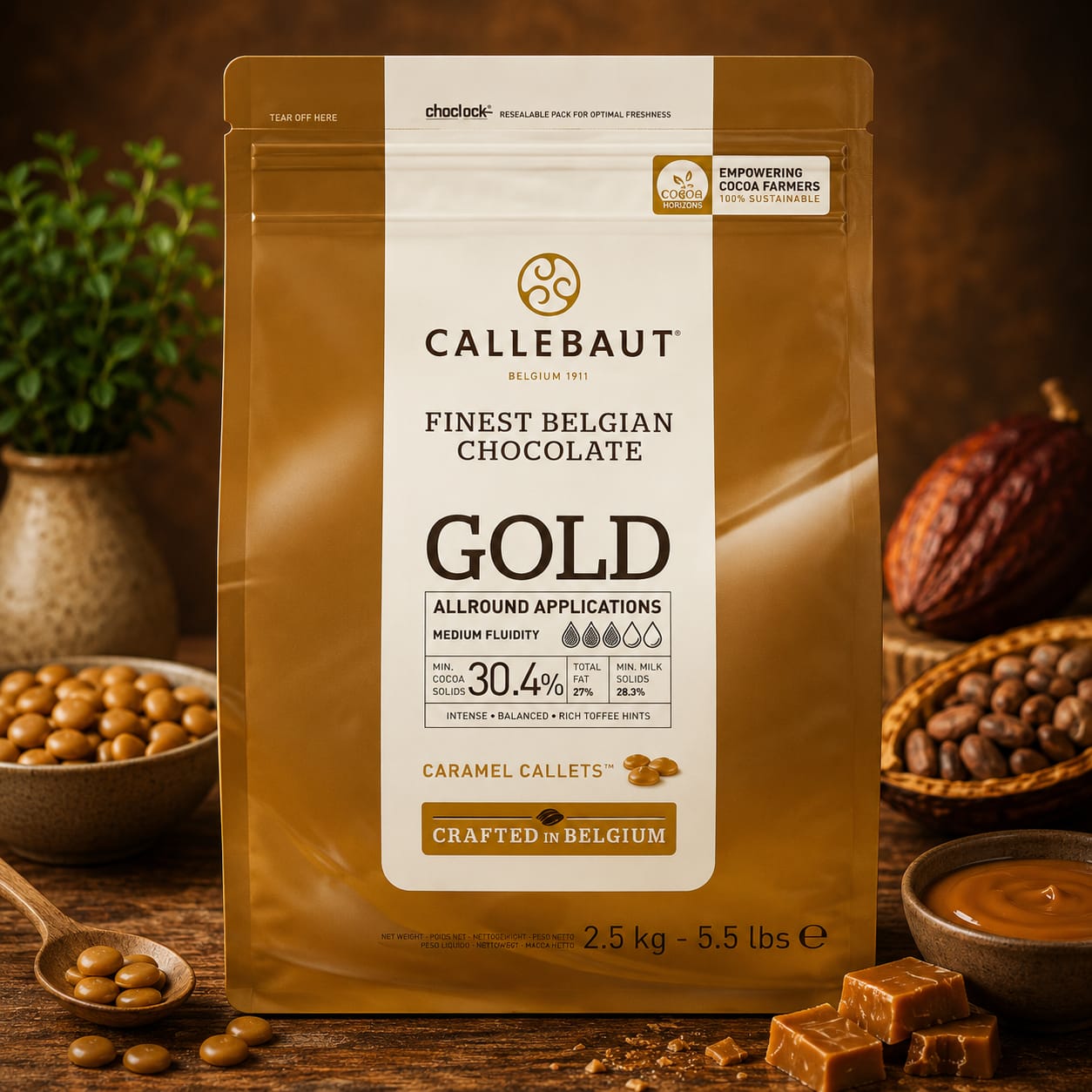 Callebaut Gold 30.4% Couverture Chocolate Melts - 2.5kg
