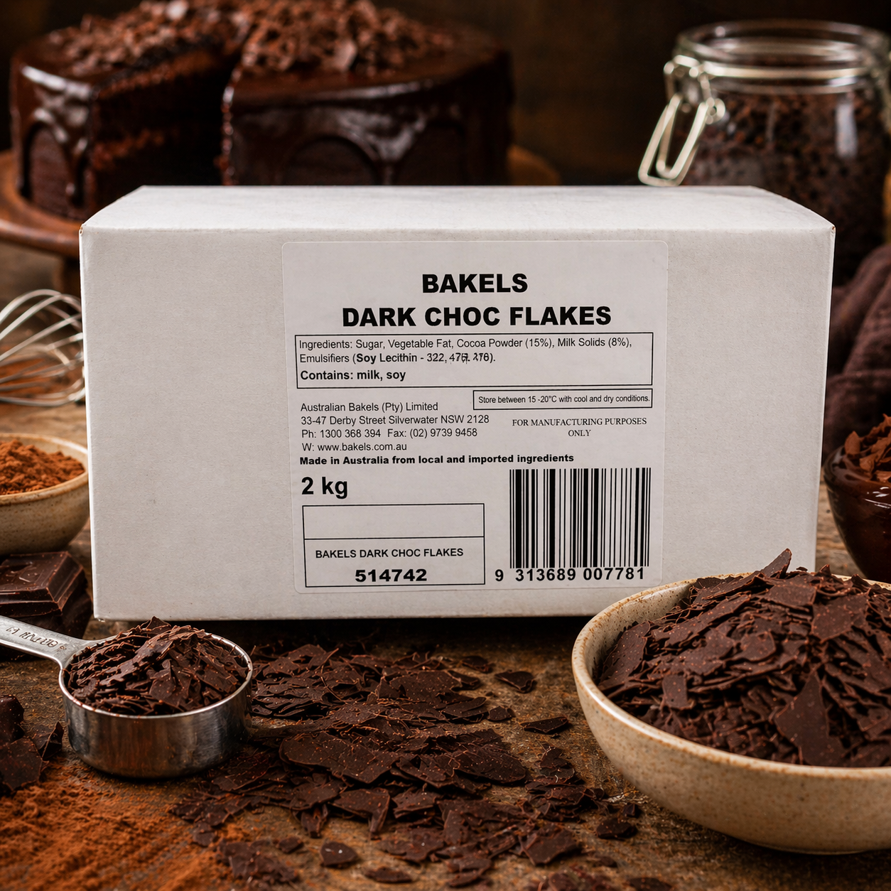 Bakels Dark Chocolate Flakes - 2kg