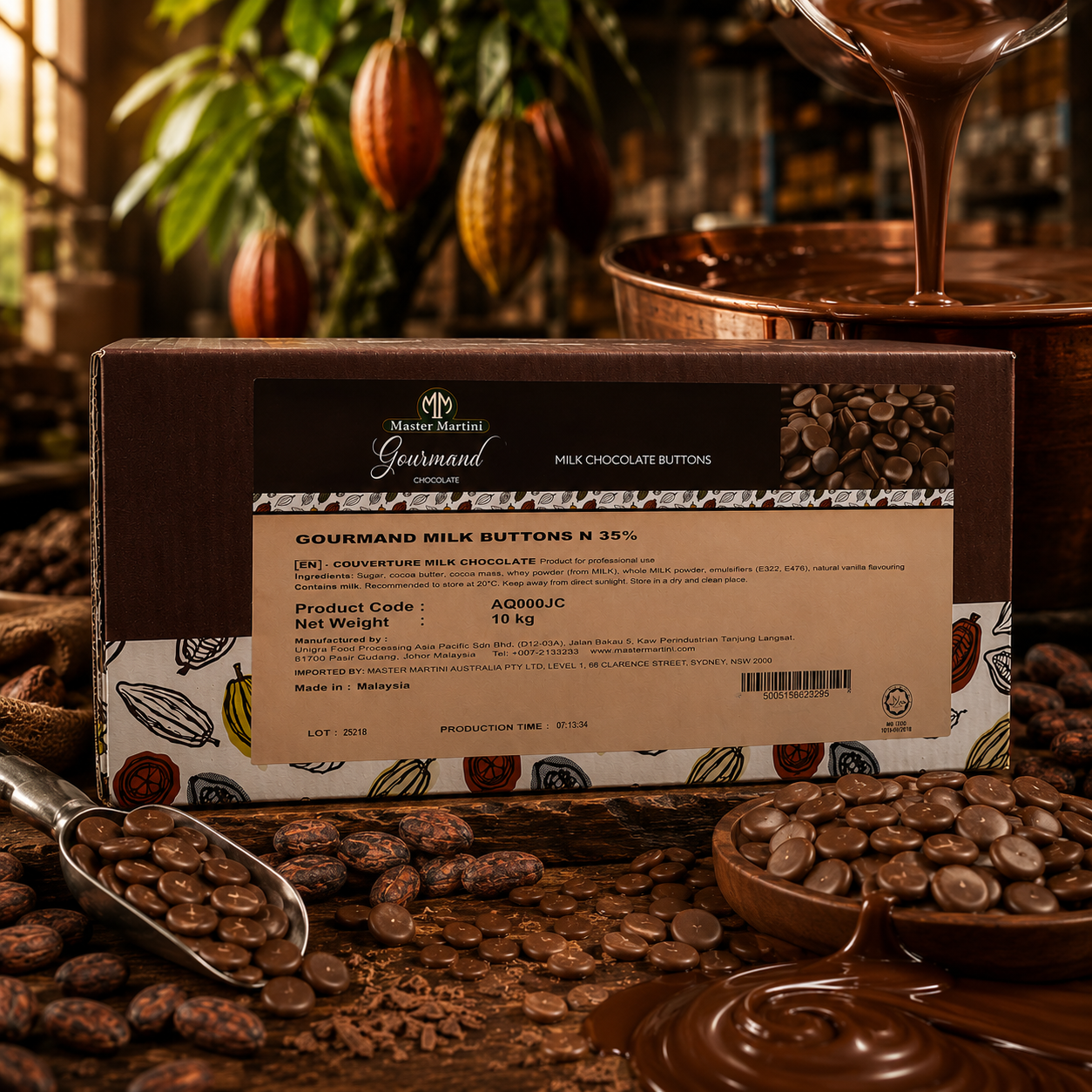Master Martini 35% Couverture Milk Chocolate Melts - 10kg