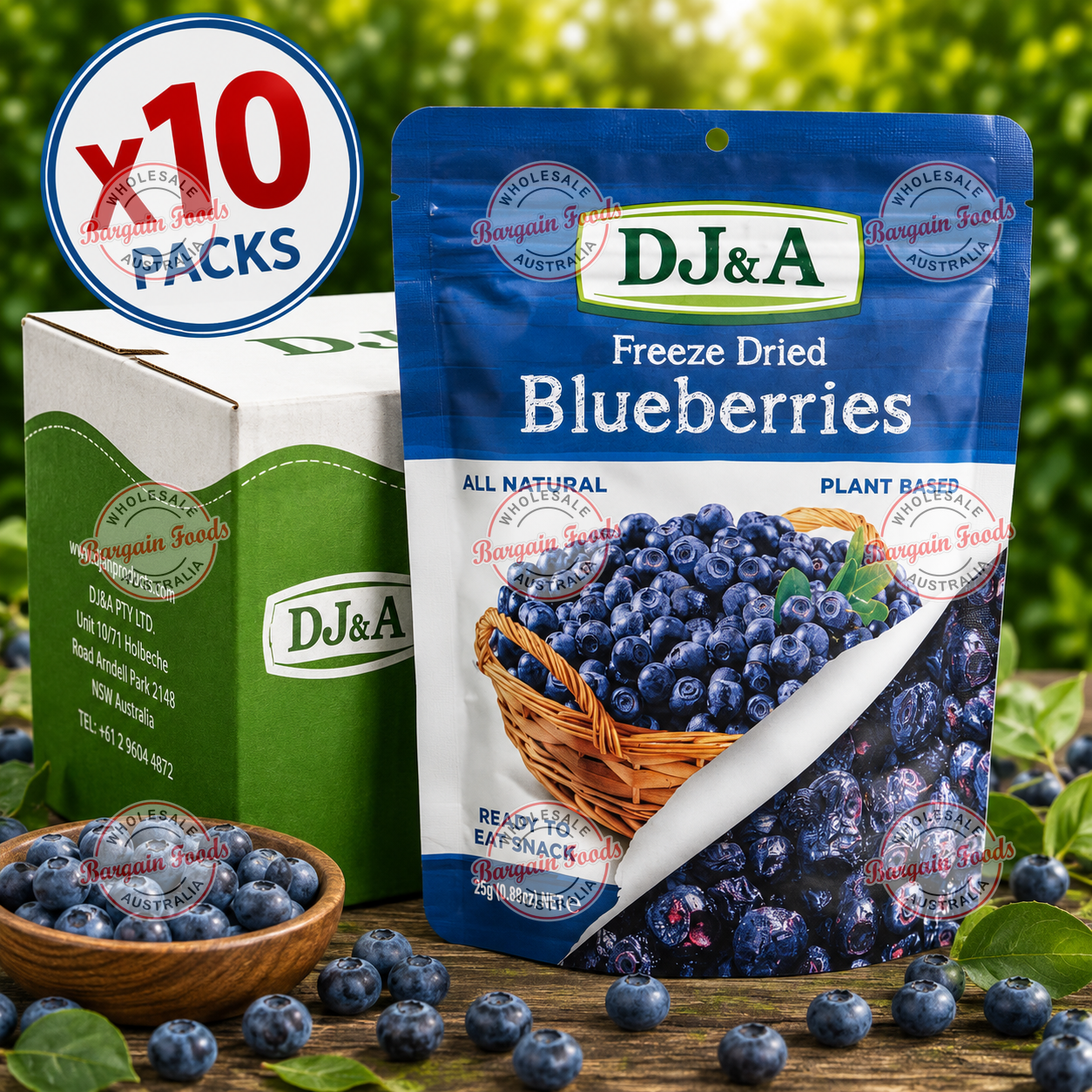 DJ&A Freeze Dried Blueberries - 25g x10 (BULK)