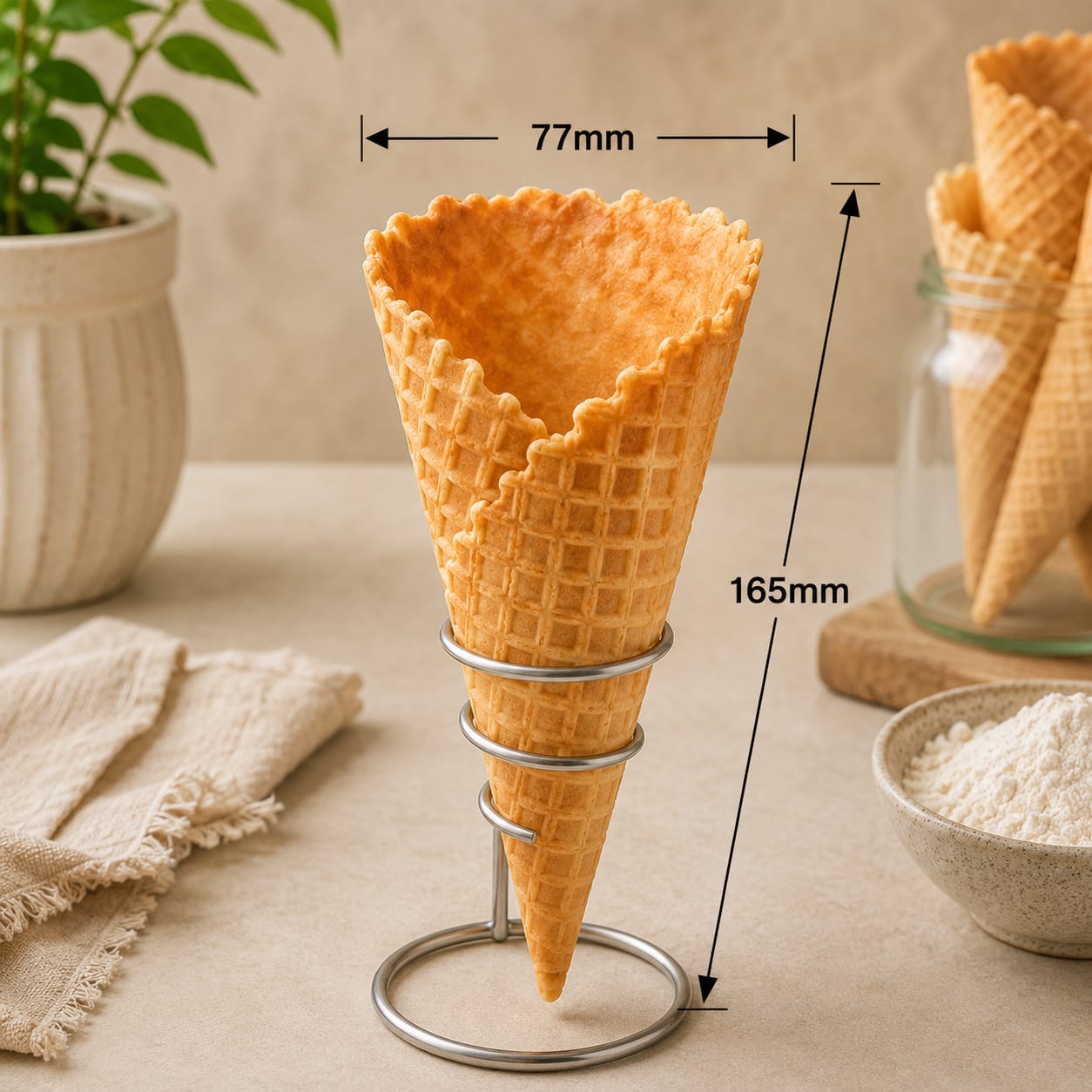 Altimate Natural Waffle Cones Size D - x 156pcs (BULK)