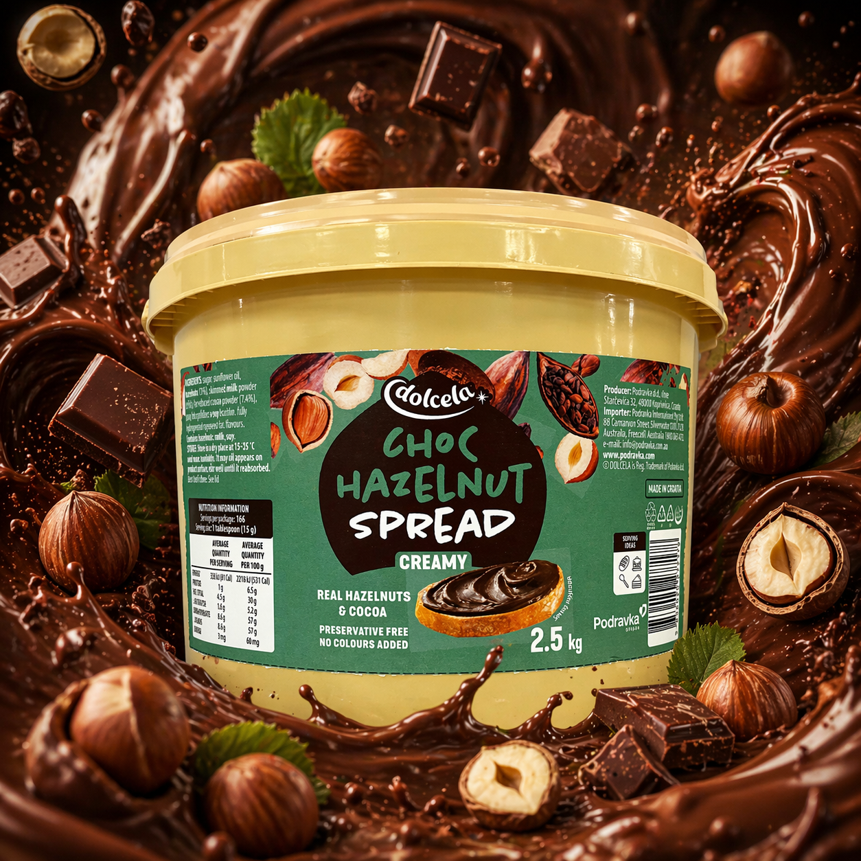 Dolcela Choc Hazelnut Spread - 2.5kg (Like Nutella)