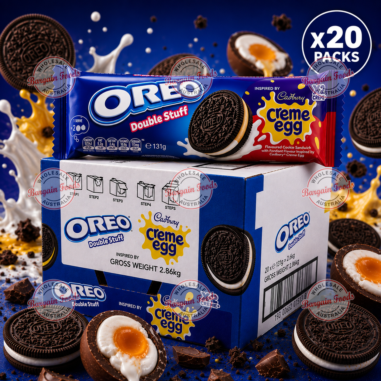 Oreo Cream Egg Biscuits - 131g x20 (BULK) CLEARANCE 29/10/26