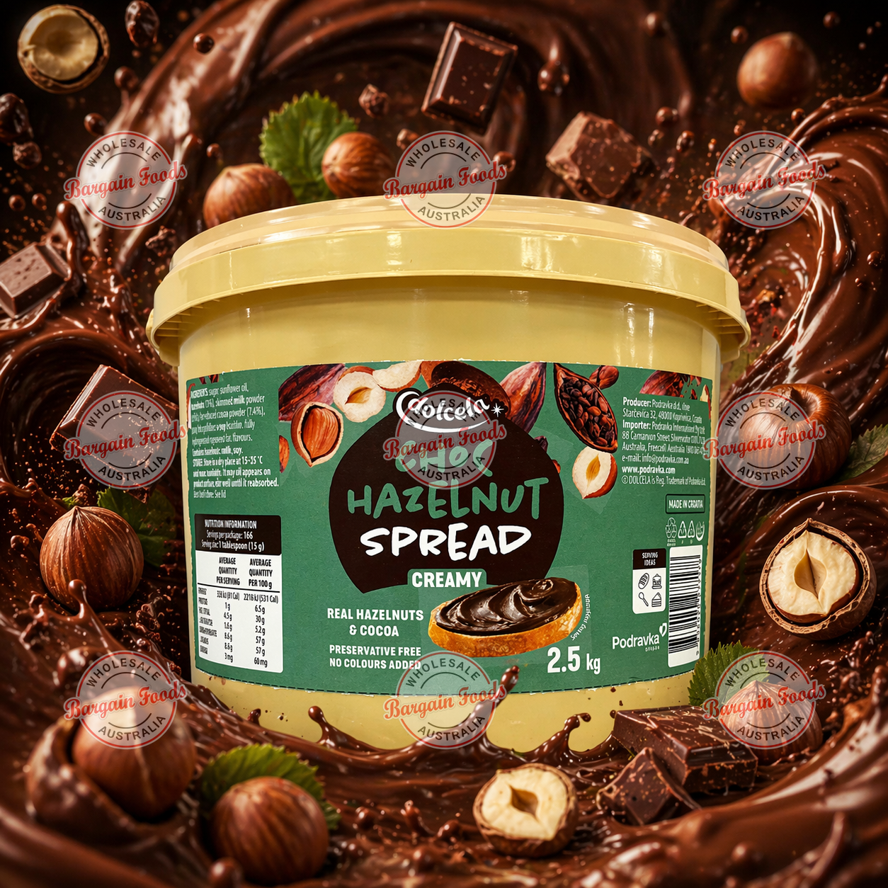 Dolcela Choc Hazelnut Spread - 2.5kg (Like Nutella) BB 08/2026