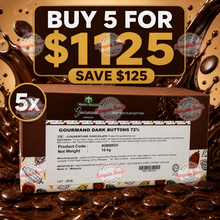 Master Martini 72% Couverture Dark Chocolate Buttons - 10kg (BULK BUNDLE OF x5)