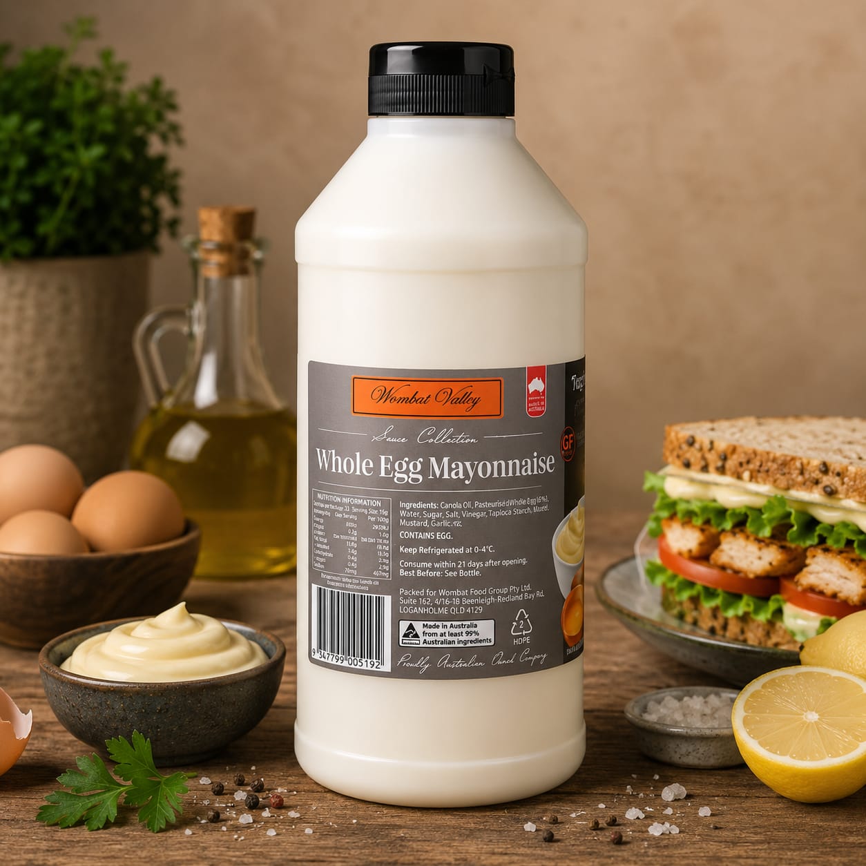 Wombat Valley Whole Egg Mayonnaise Sauce - 1kg
