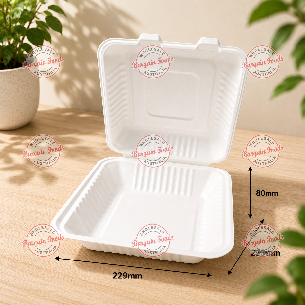 Sugarcane Large Dinner Box - 200pcs (BULK)