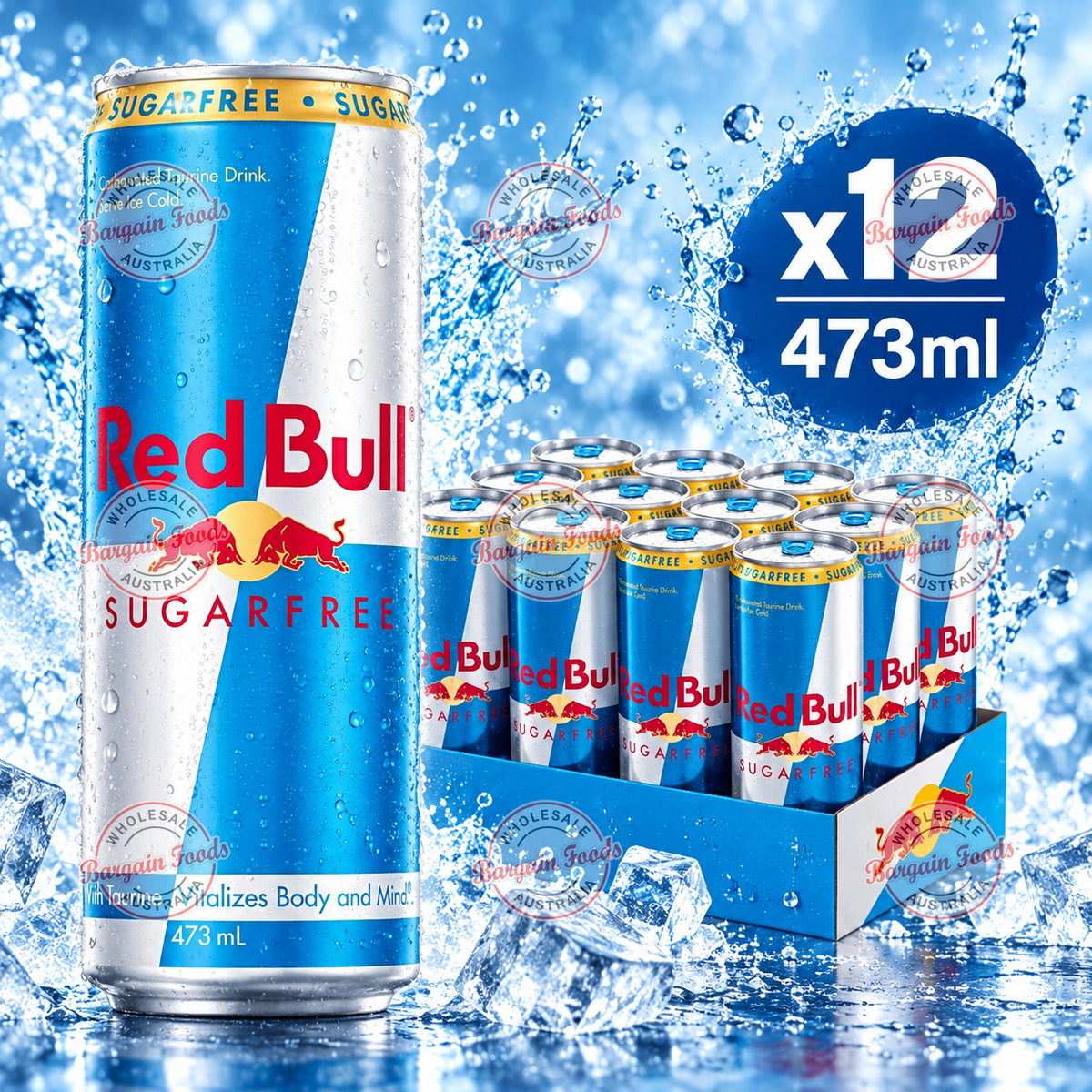 Redbull Energy Drink Sugar Free - 473ml x12 (BULK)