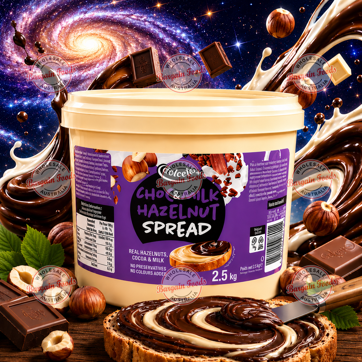Dolcela Choc & Milk Hazelnut Spread - 2.5kg (Like Milkyway) BB 08/26