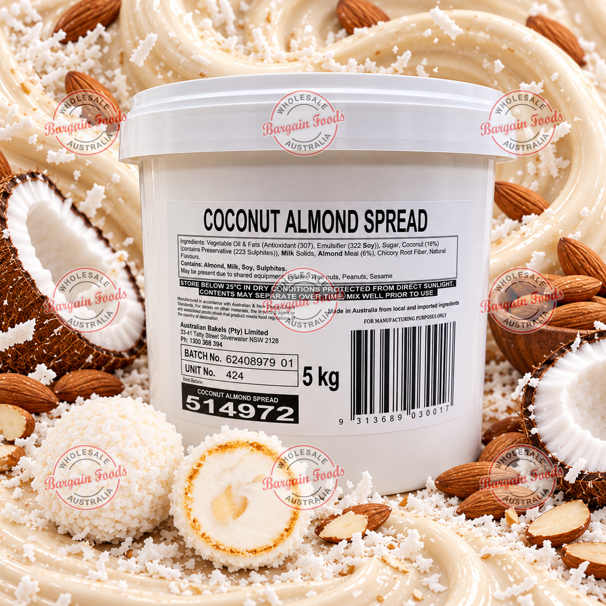 Bakels Coconut Almond Spread With Coconut Flakes (Like Raffaello) - 5kg EXCLUSIVE